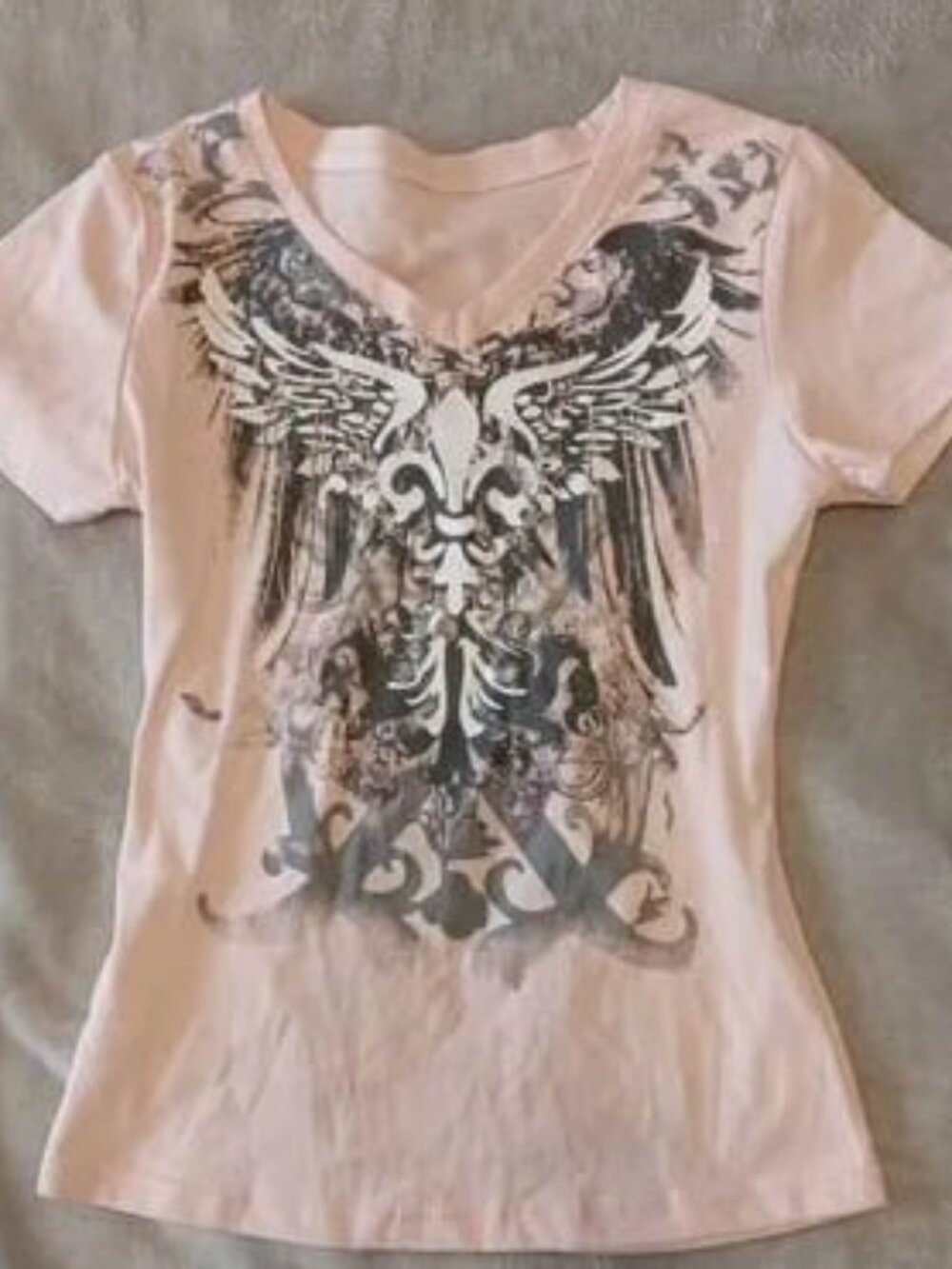 Y2K Angel Wings Graphic Baby Tee Pink
